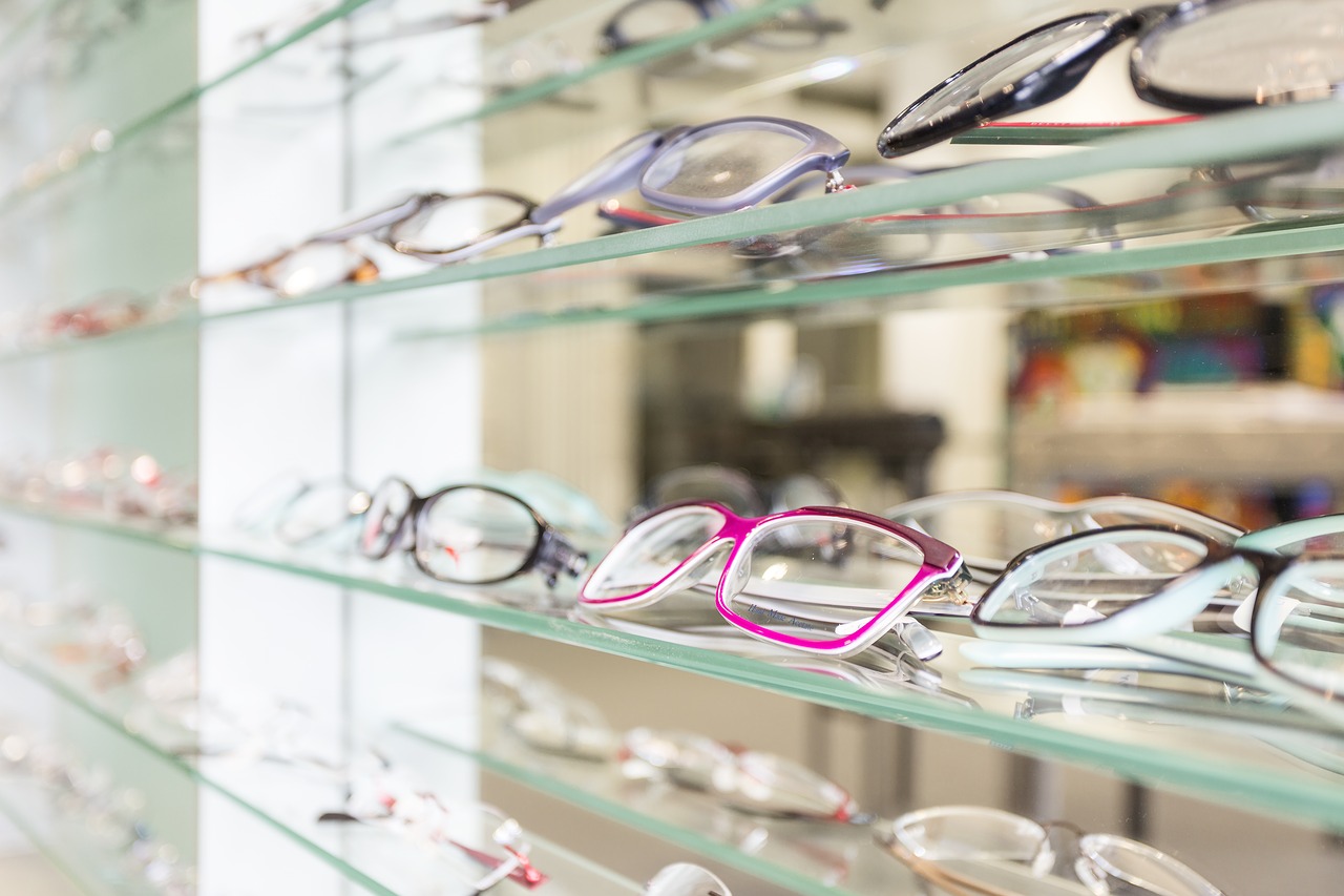 glasses in an opticians